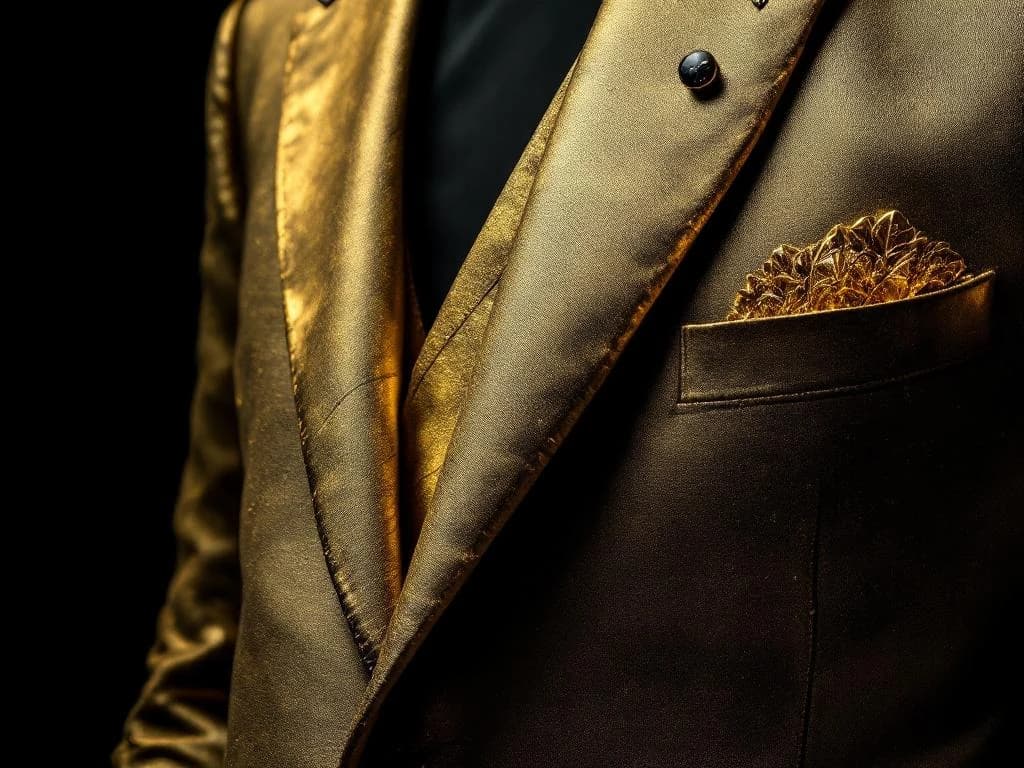 Golden tailored suit form on deep onyx, illustrating bespoke industry-specific fit versus generic AI tools